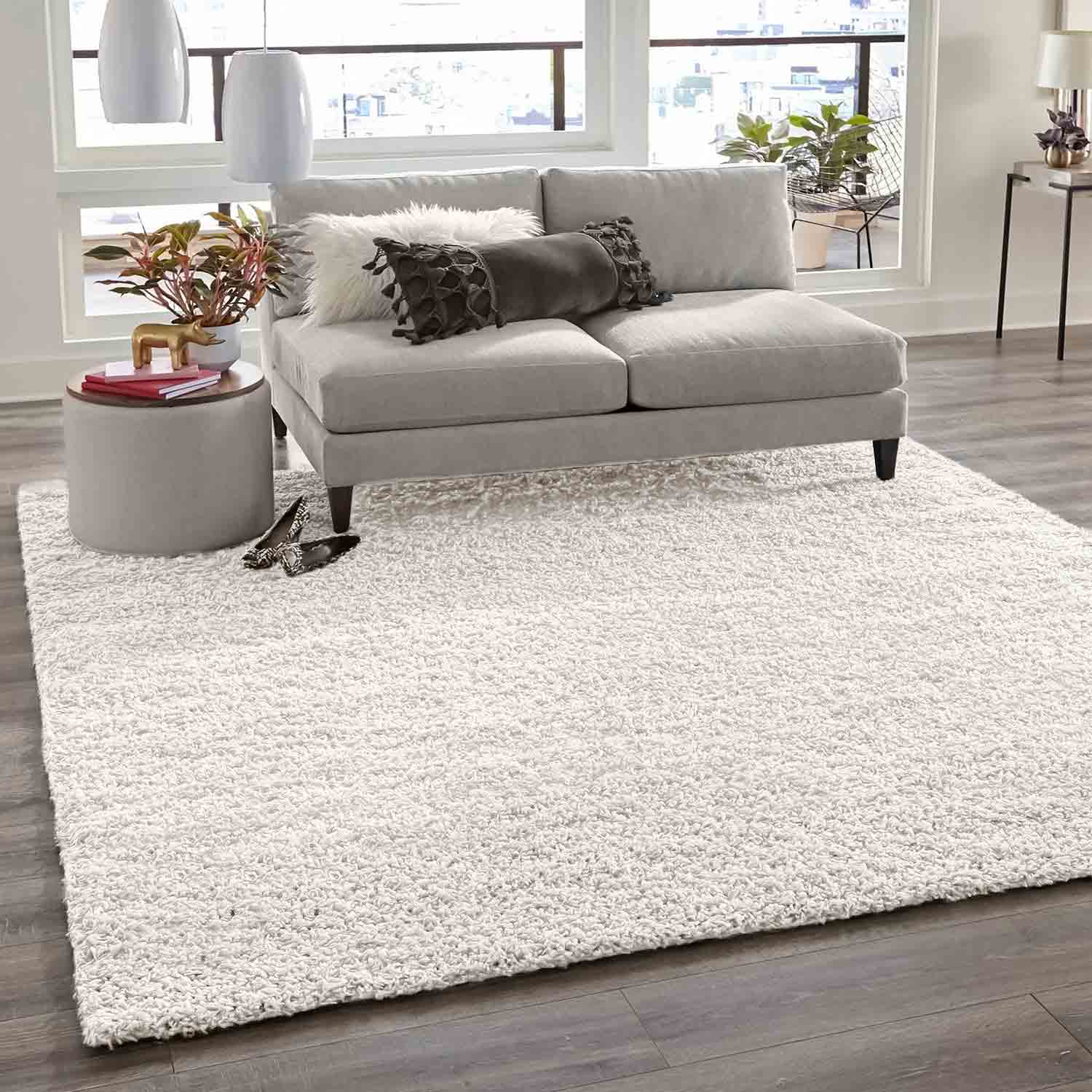 Teppich Prime Shaggy Hochflor Einfarbig Weiss Creme Weich für Wohnzimmer, Schlafzimmer, küche-zoom-1