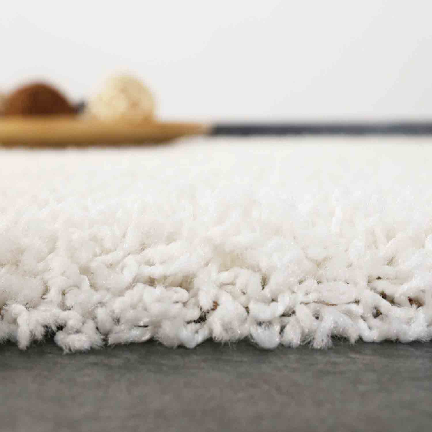 Teppich Prime Shaggy Hochflor Einfarbig Weiss Creme Weich für Wohnzimmer, Schlafzimmer, küche-5