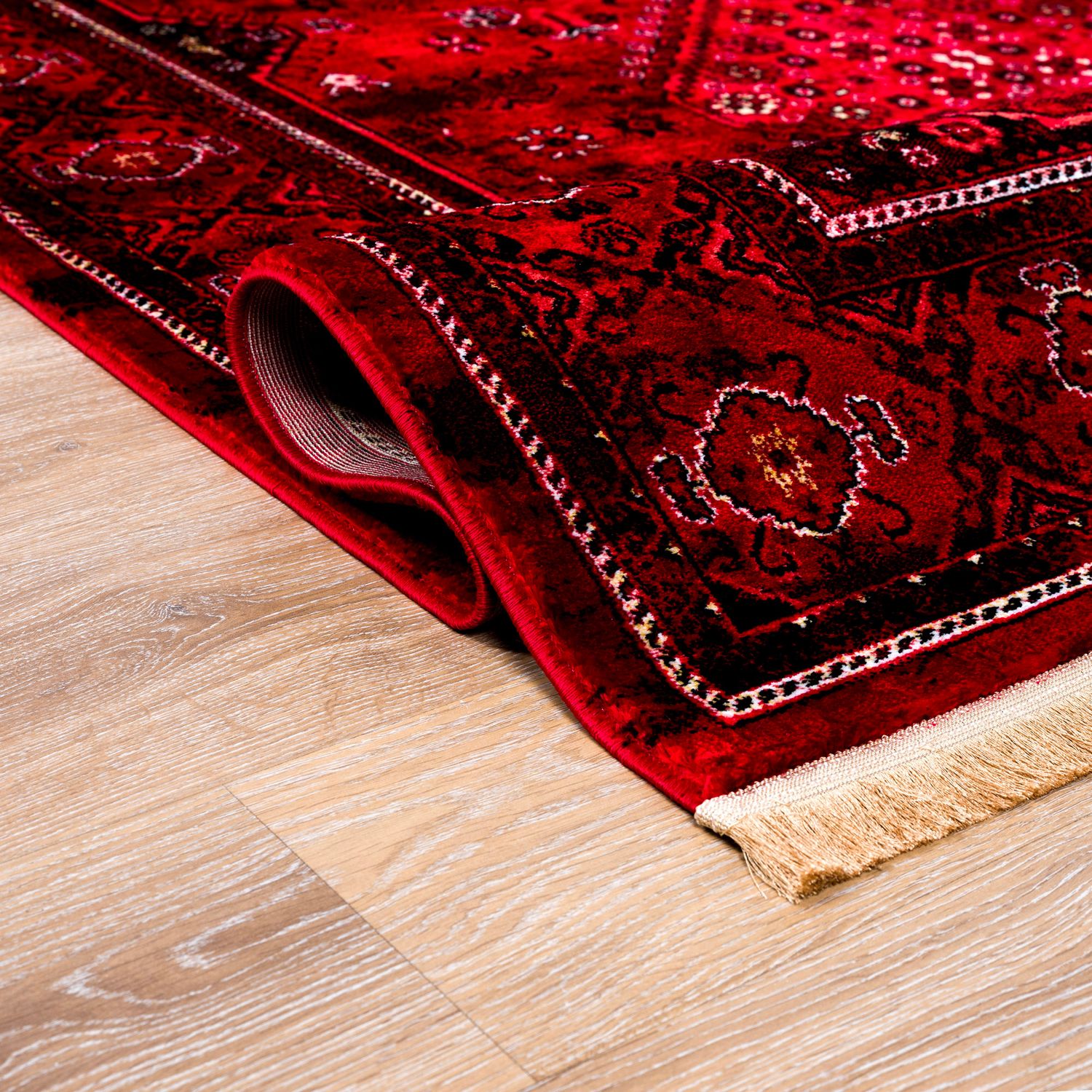 Teppich ROYAL Dunkelrot im Vintage-Orient Stil“– Hochwertig & Pflegeleicht