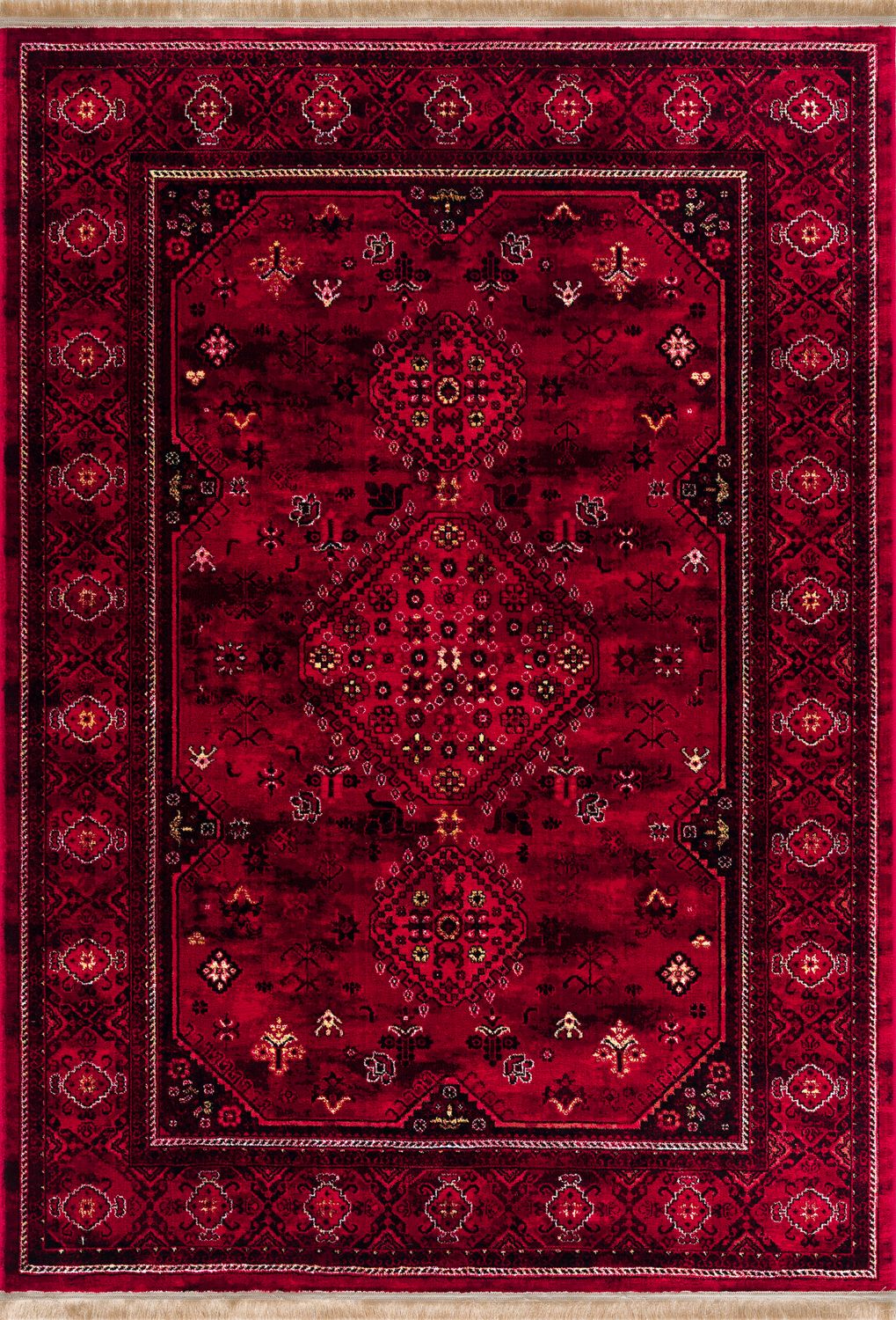 Teppich ROYAL Dunkelrot im Vintage-Orient Stil“– Hochwertig & Pflegeleicht – Weich & Strapazierfähig  Wohnzimmer, läufer