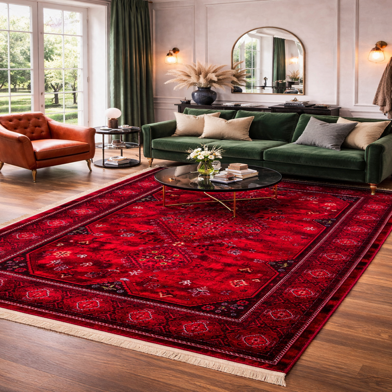 Teppich Home ROYAL Dunkelrot im Vintage-Orient Stil“– Hochwertig & Pflegeleicht-zoom-