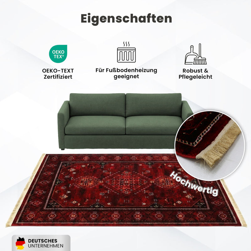Teppich Home ROYAL Dunkelrot im Vintage-Orient Stil“– Hochwertig & Pflegeleicht-zoom-