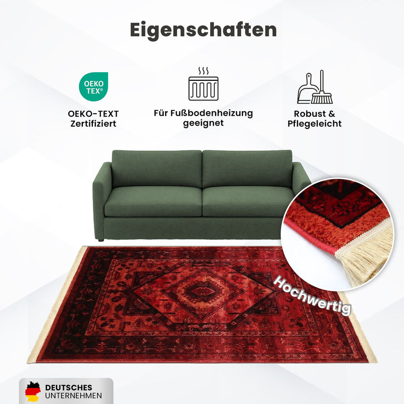 Teppich Home ROYAL Dunkelrot im Vintage-Orient Stil“– Hochwertig & Pflegeleicht-zoom-
