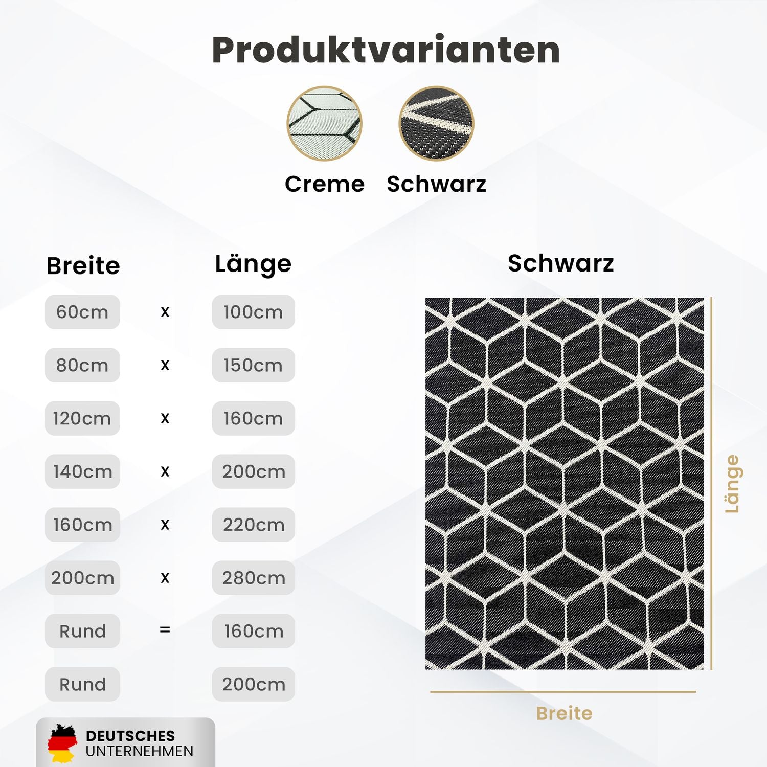 Carpet with diamond pattern, suitable for indoor and outdoor use, robust flat weave, 100% polypropylene, black-zoom-6