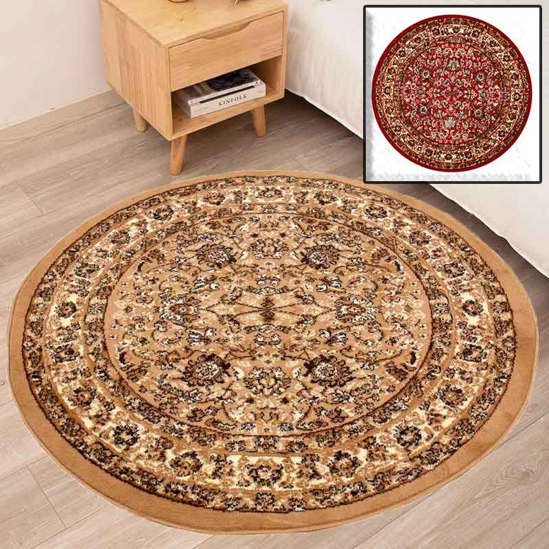 Teppich Rund Orientalisch Klassisch Orient Teppich Kurzflor Wohnzimmer Schlafzimmer-1