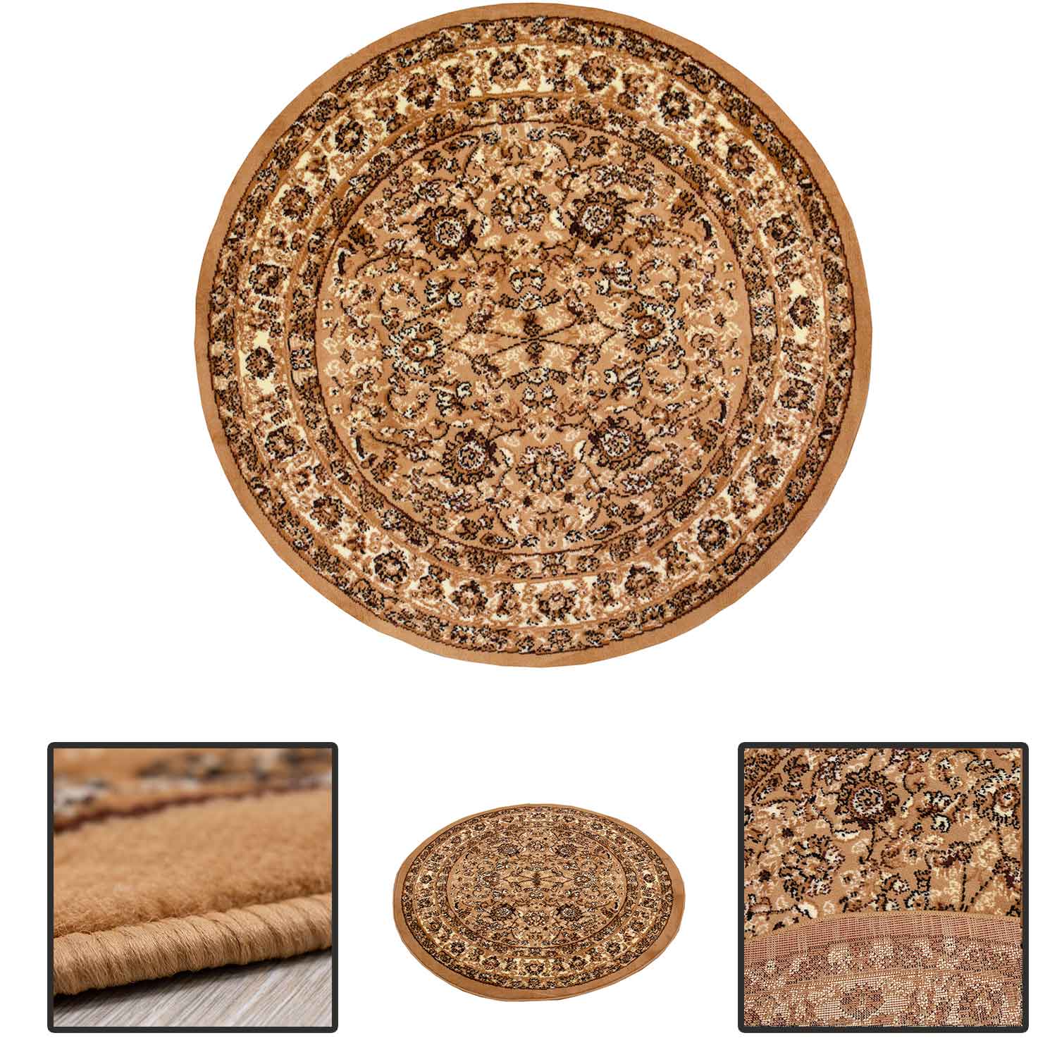 Teppich Rund Orientalisch Klassisch Orient Teppich Kurzflor Wohnzimmer Schlafzimmer-3