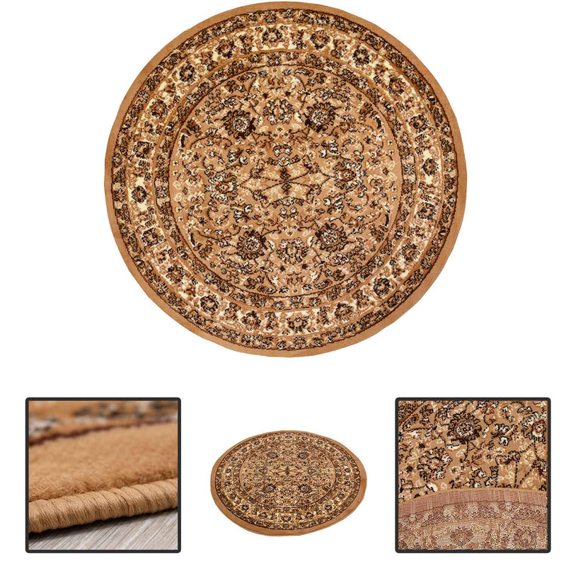Teppich Rund Orientalisch Klassisch Orient Teppich Kurzflor Wohnzimmer Schlafzimmer-zoom-