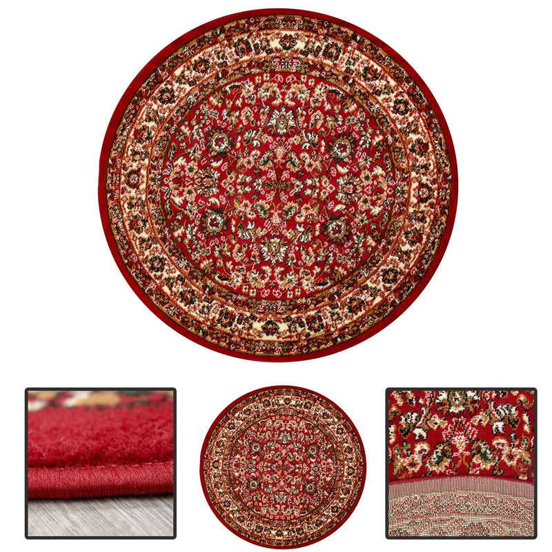 Teppich Rund Orientalisch Klassisch Orient Teppich Kurzflor Wohnzimmer Schlafzimmer-zoom-