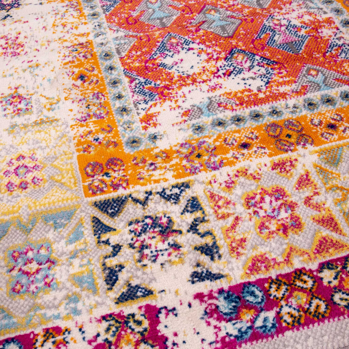 Vintage Look Designer Short Pile Rug Runner Colorful-2