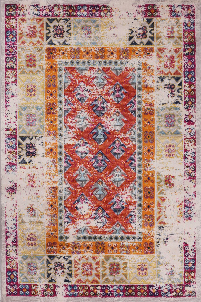 Vintage Look Designer Short Pile Rug Runner Colorful-zoom-