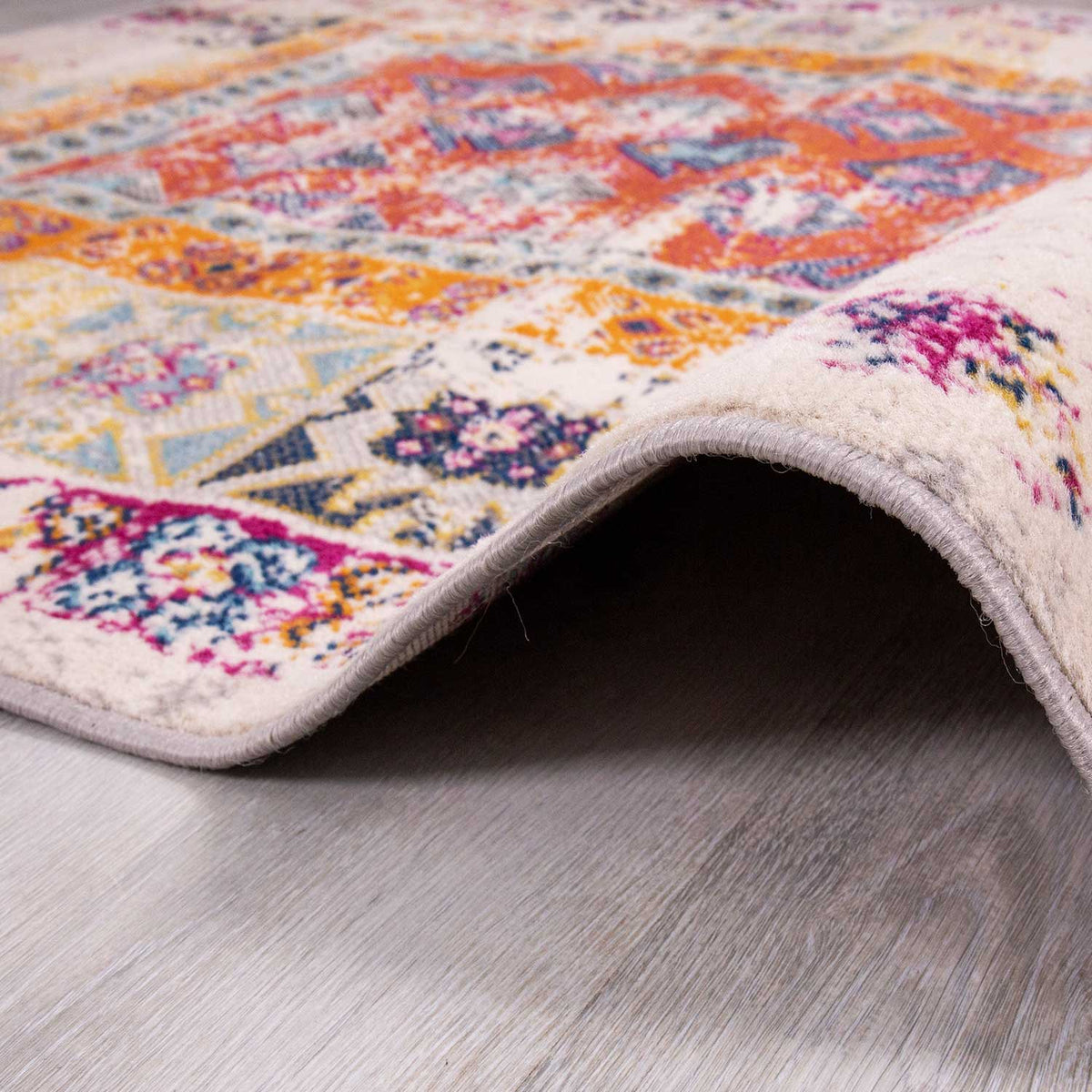 Vintage Look Designer Short Pile Rug Runner Colorful-3
