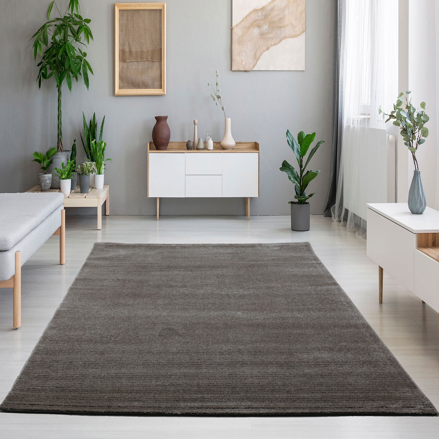 Teppich Streifen mit konturenschnitt Modern für Wohnzimmer, Schlafzimmer, Kinderzimmer