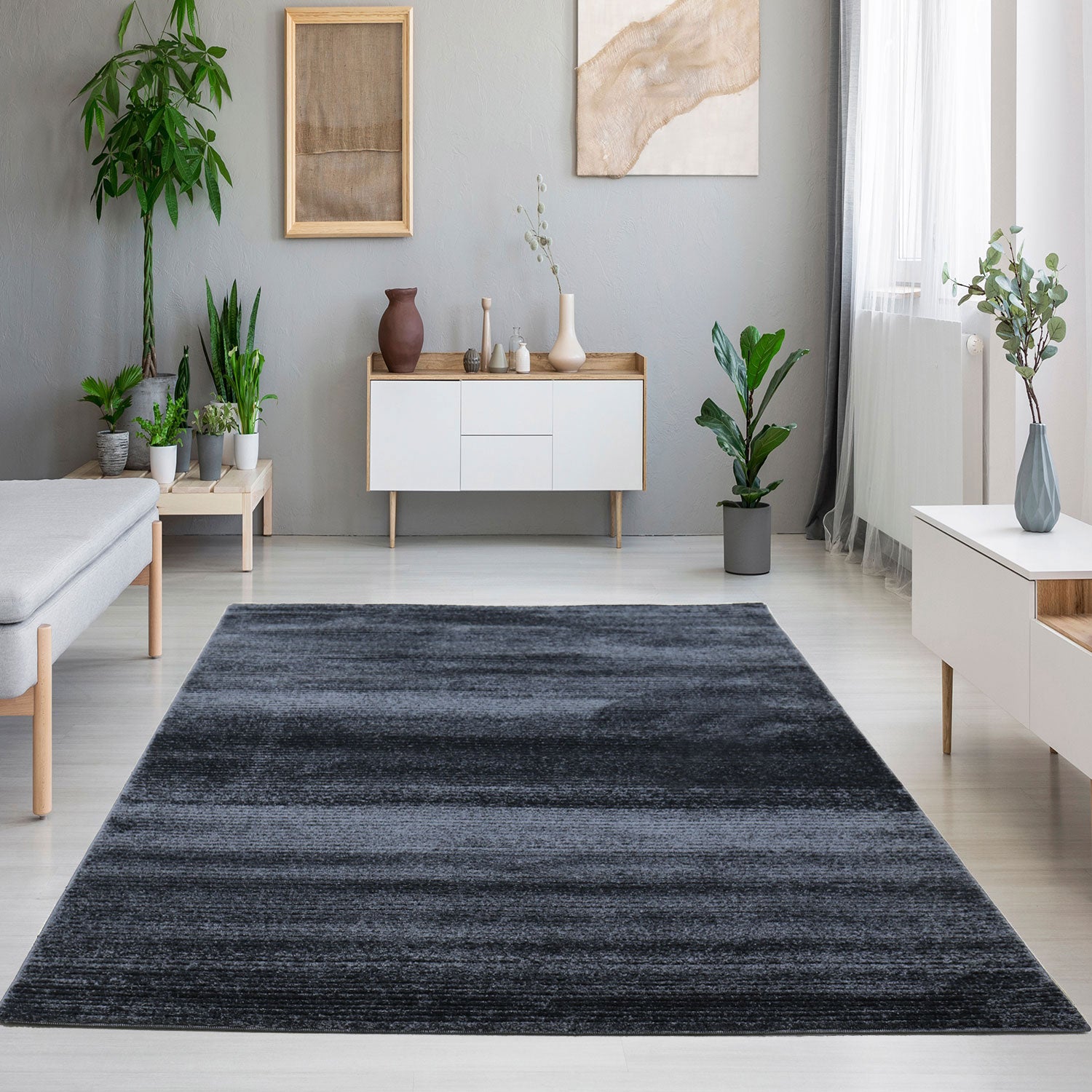 Teppich Streifen mit konturenschnitt Modern für Wohnzimmer, Schlafzimmer, Kinderzimmer-12