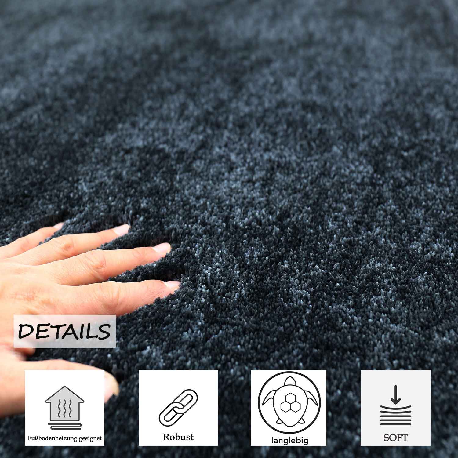 Short-pile rug, solid color, super quality, ultra-soft, for living room, children's room, bedroom, runner-21