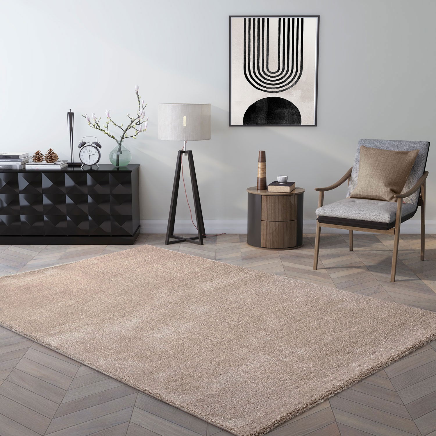 Short-pile rug, solid color, super quality, ultra-soft, for living room, children's room, bedroom, runner-10