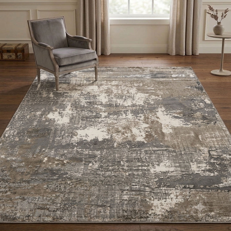 Teppich Wohnzimmer / Schlafzimmer Vintage Look Teppich Kurzflor Used Muster-zoom-