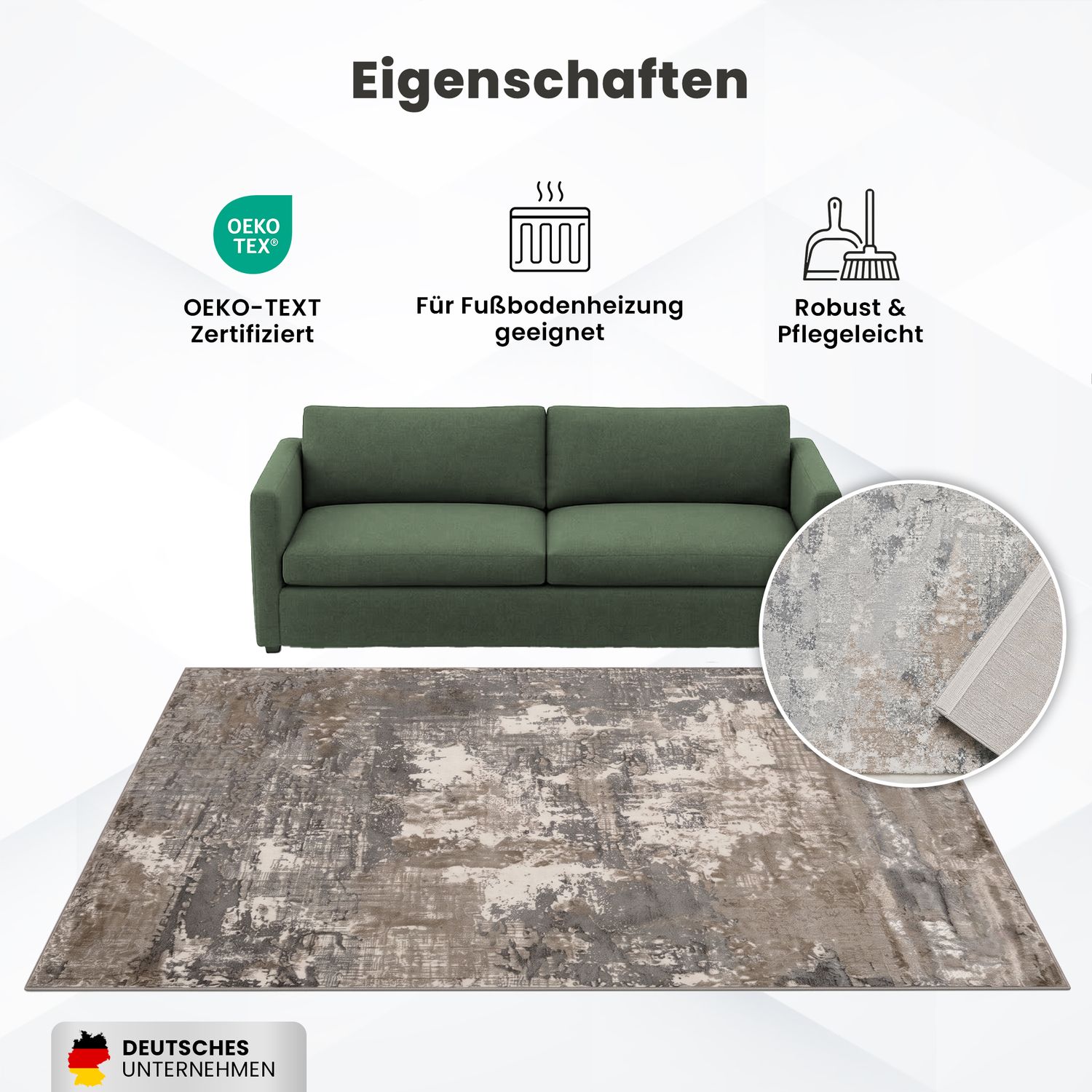 Teppich Wohnzimmer / Schlafzimmer Vintage Look Teppich Kurzflor Used Muster-zoom-5