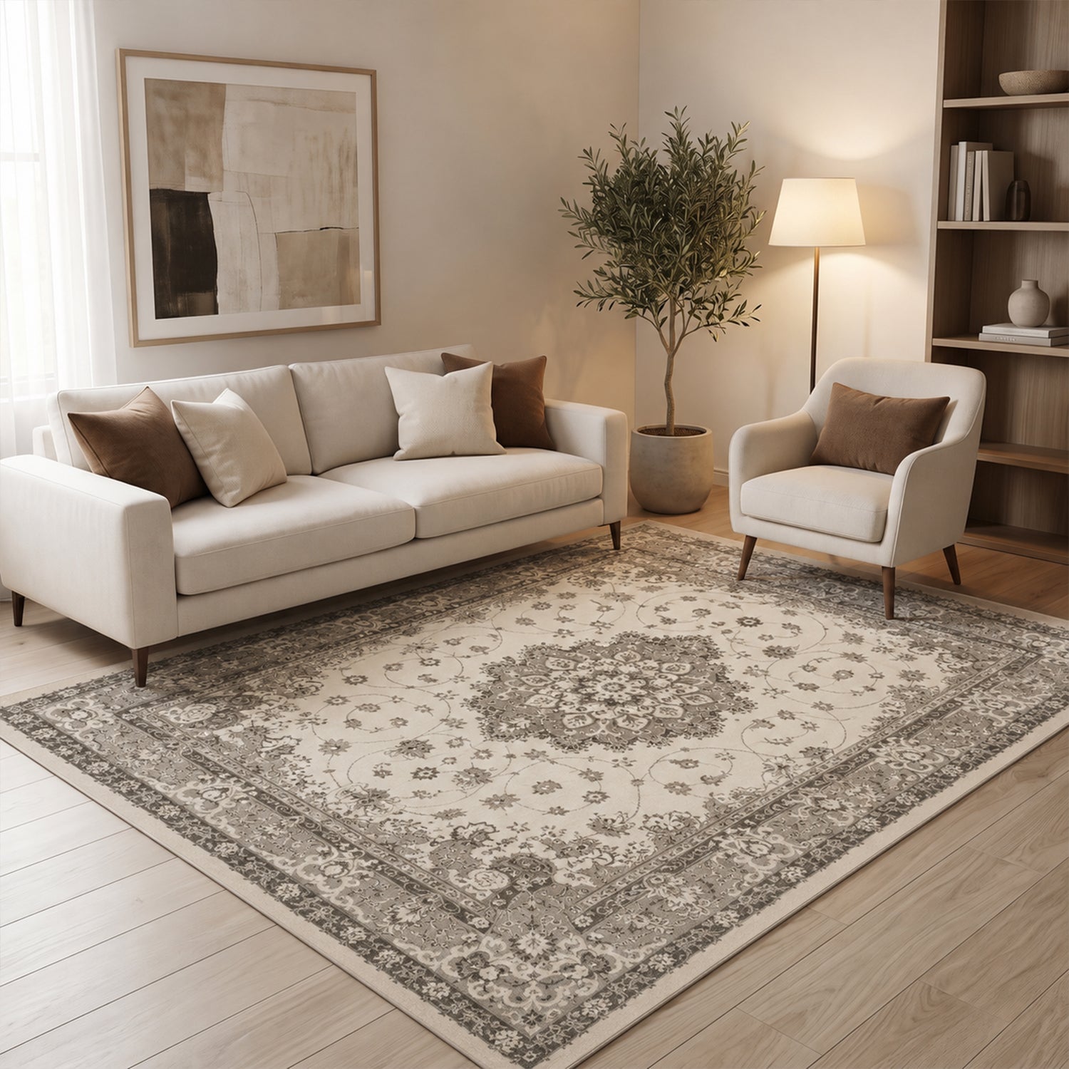Teppich Wohnzimmer / Schlafzimmer Vintage Look Teppich Kurzflor Used Muster-zoom-3