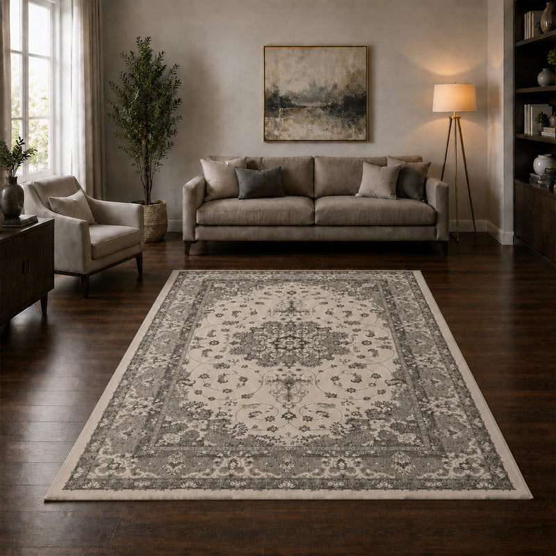 Teppich Wohnzimmer / Schlafzimmer Vintage Look Teppich Kurzflor Used Muster-zoom-
