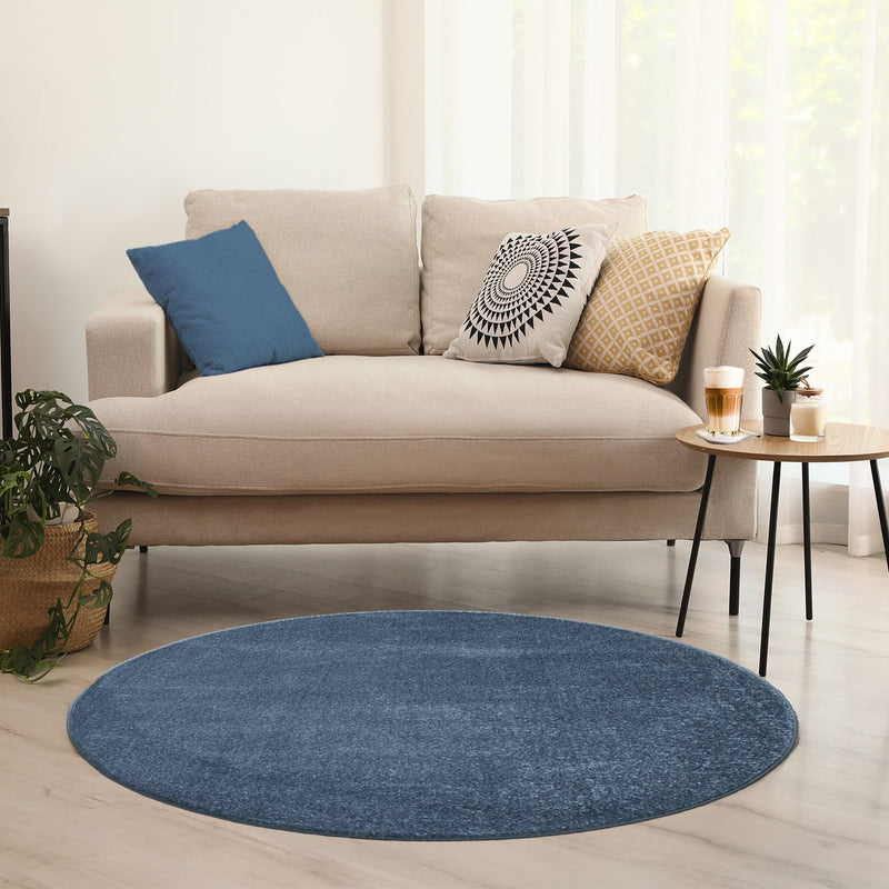 Teppich rund Wohnzimmer Kurzflor Einfarbig für Schlafzimmer kinderzimmer weich Rund-zoom-