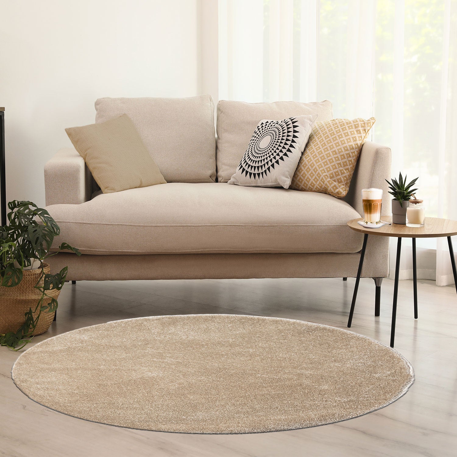 Teppich rund Wohnzimmer Kurzflor Einfarbig für Schlafzimmer kinderzimmer weich Rund-zoom-13