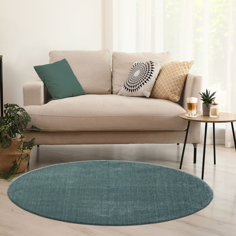 Teppich rund Wohnzimmer Kurzflor Einfarbig für Schlafzimmer kinderzimmer weich Rund-zoom-