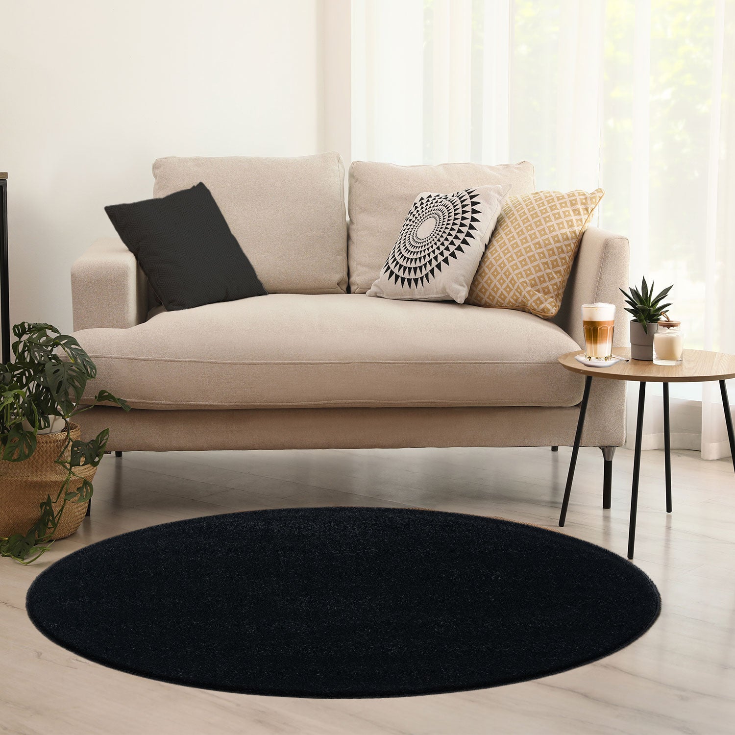 Teppich rund Wohnzimmer Kurzflor Einfarbig für Schlafzimmer kinderzimmer weich Rund-16