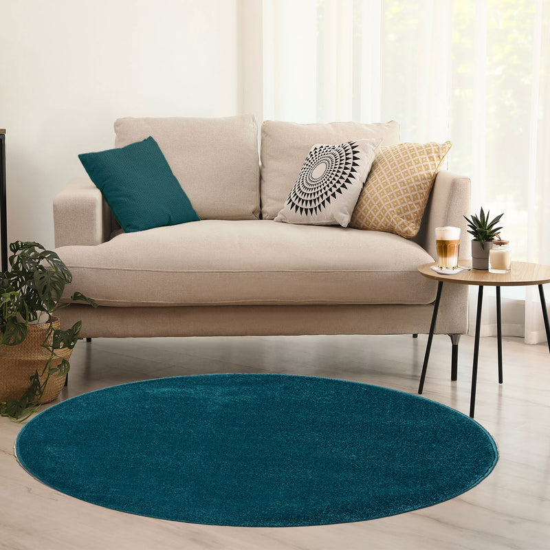 Teppich rund Wohnzimmer Kurzflor Einfarbig für Schlafzimmer kinderzimmer weich Rund-zoom-