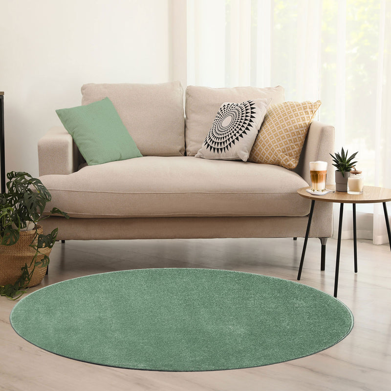 Teppich rund Wohnzimmer Kurzflor Einfarbig für Schlafzimmer kinderzimmer weich Rund-zoom-
