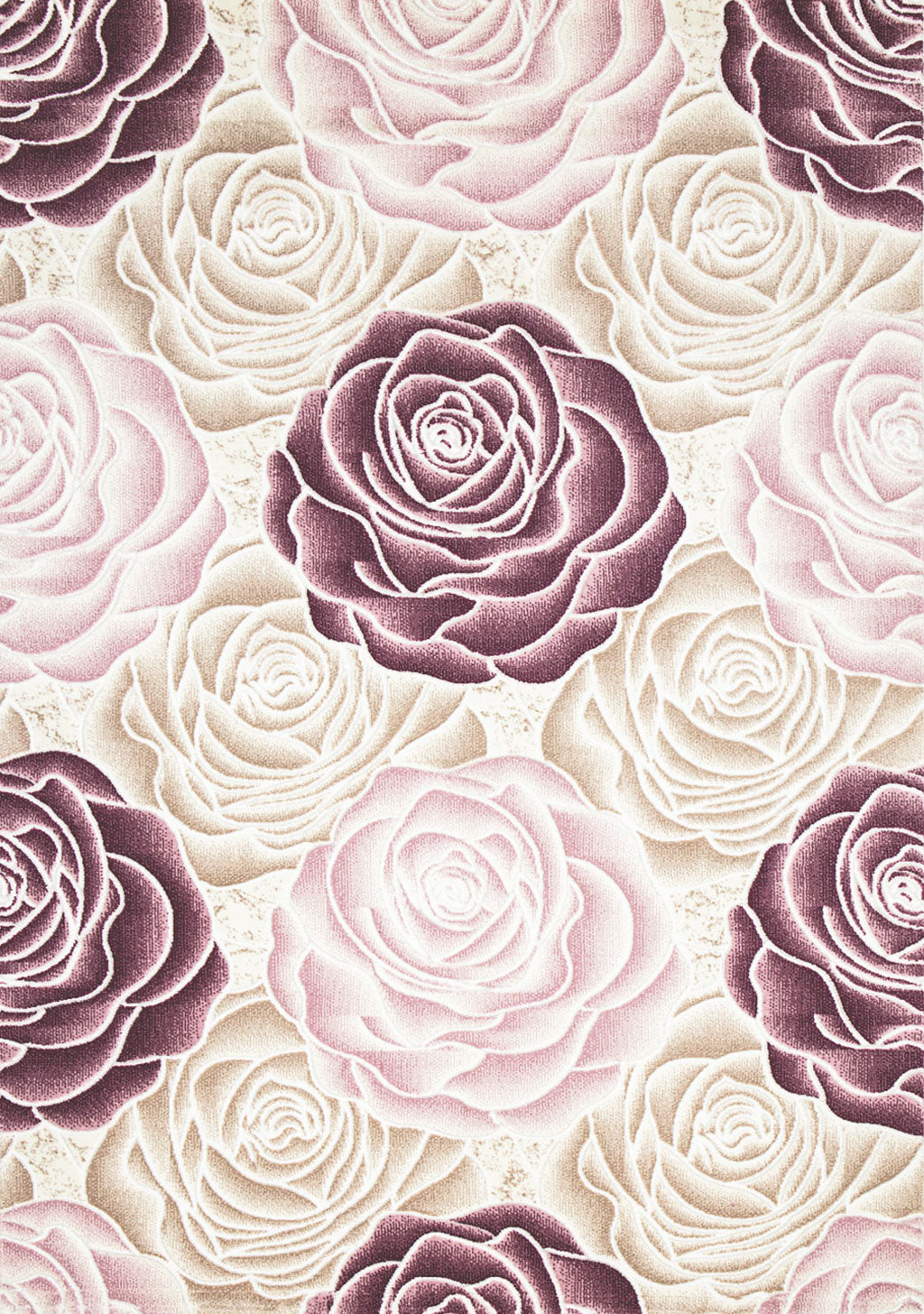 Living room rug floral rose pattern in pink, hot pink, cream, gray, black, anthracite with glossy fiber-15