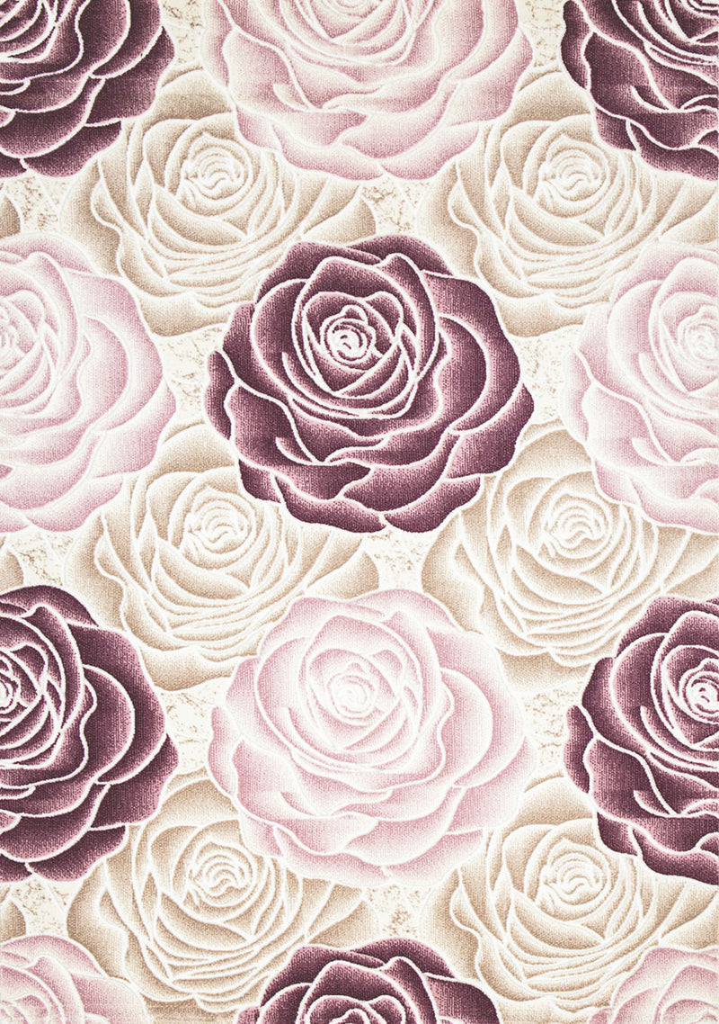 Living room rug floral rose pattern in pink, hot pink, cream, gray, black, anthracite with glossy fiber-zoom-