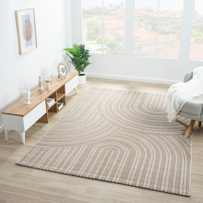 Teppich Wohnzimmer Kurzflor Schlafzimmer Wellen Hochtief-Muster/ Boho Sakndi-zoom-