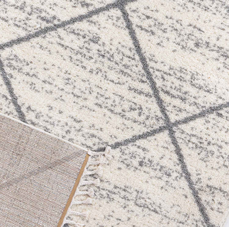 Teppich Wohnzimmer Mikrofiber Weich Meliert mit Fransen Grau & Creme-zoom-