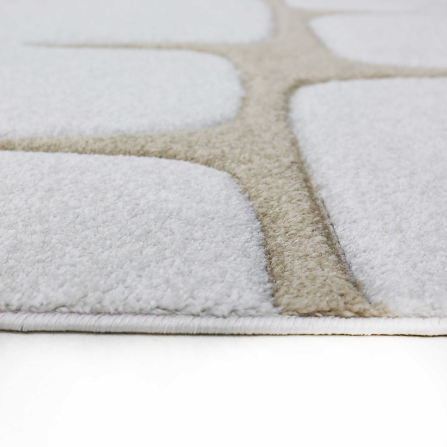 Teppich Wohnzimmer Modern Steinoptik mit handgeschnittenen Konturen Creme Beige