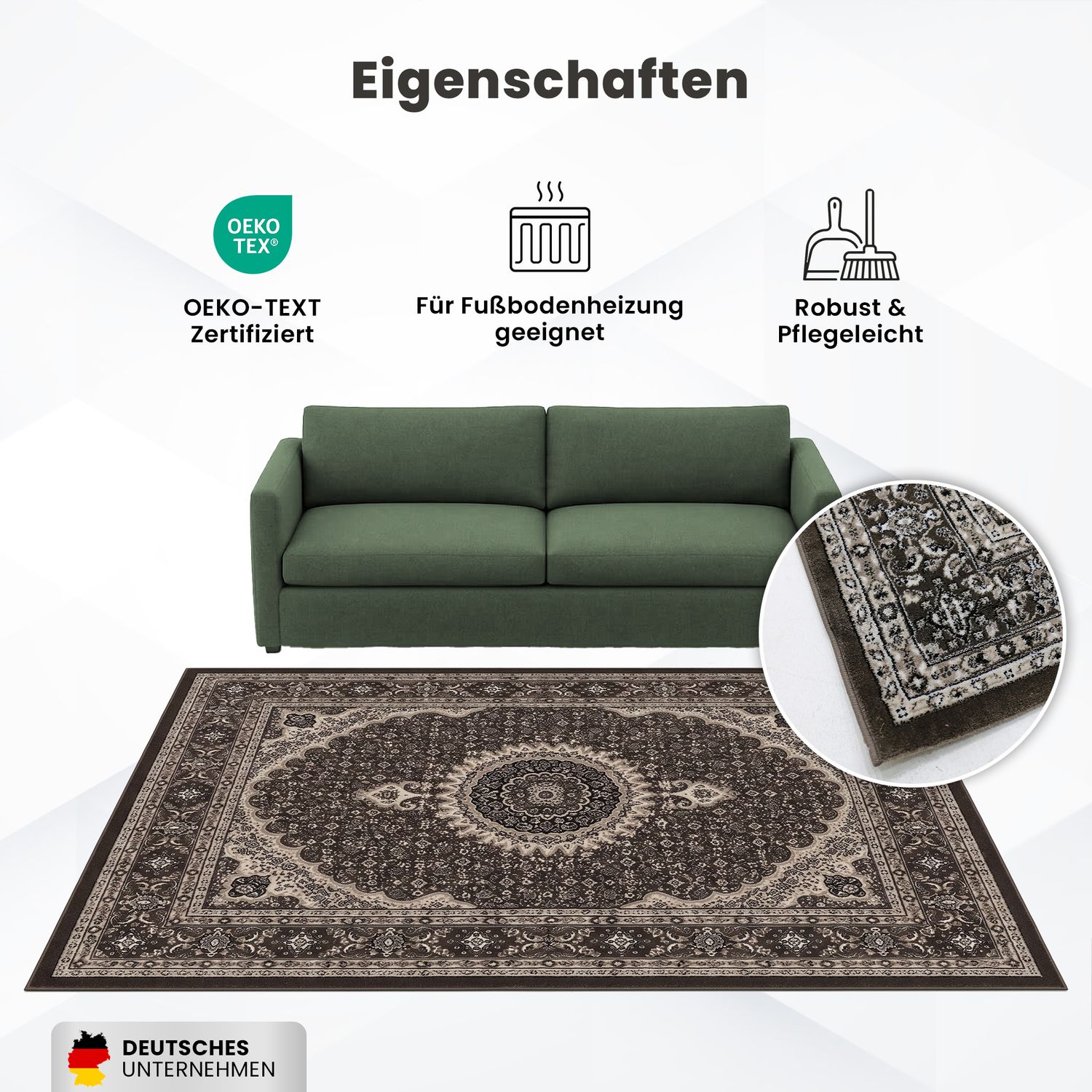 Teppich Wohnzimmer Orient Stil Ornament Bordüre Braun Beige-zoom-7