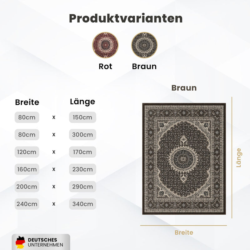 Teppich Wohnzimmer Orient Stil Ornament Bordüre Braun Beige-zoom-