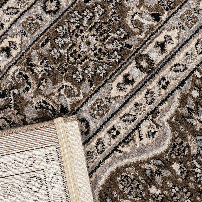 Teppich Wohnzimmer Orient Stil Ornament Bordüre Braun Beige-zoom-