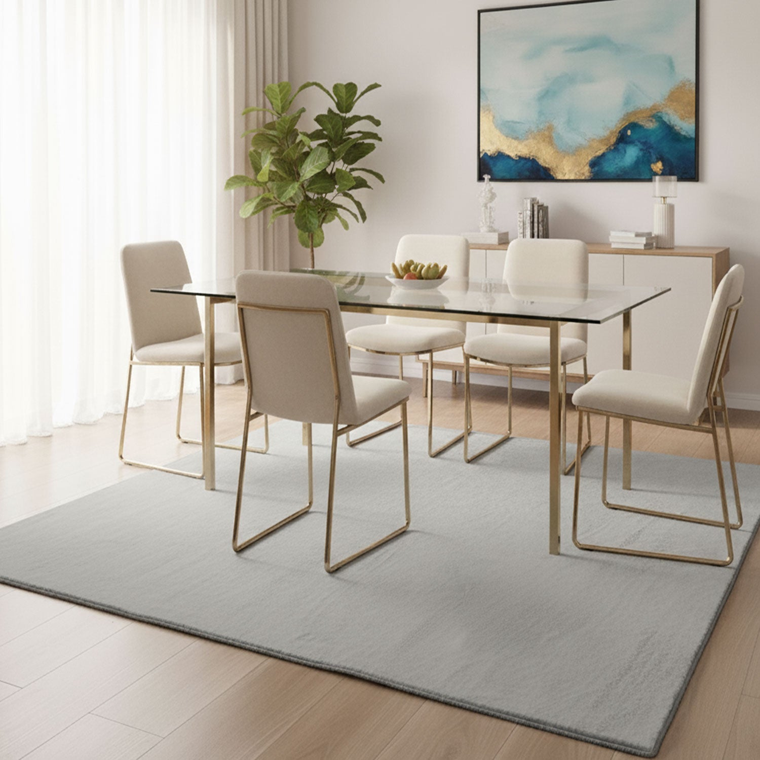 Carpet for living room/bedroom: Fluffy, short pile – washable and suitable for underfloor heating-zoom-4