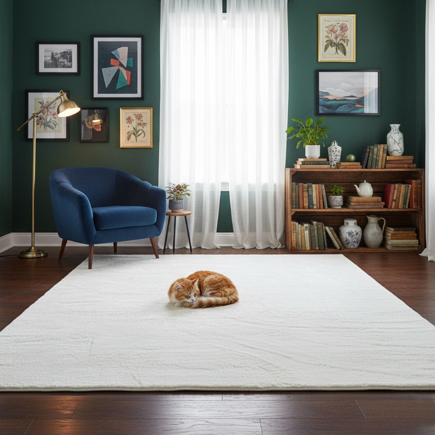 Carpet for living room/bedroom: Fluffy, short pile – washable and suitable for underfloor heating-10
