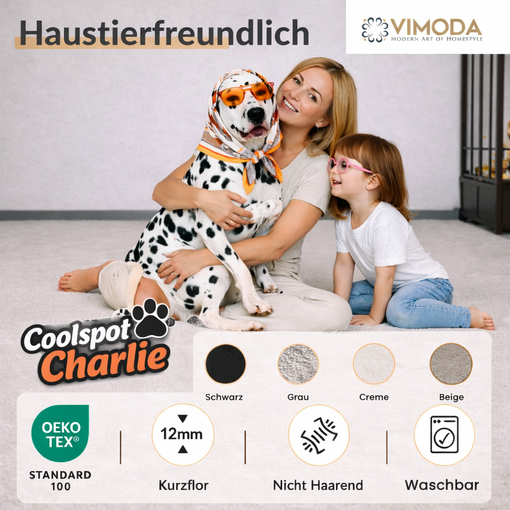 Carpet for living room/bedroom: Fluffy, short pile – washable and suitable for underfloor heating-zoom-6