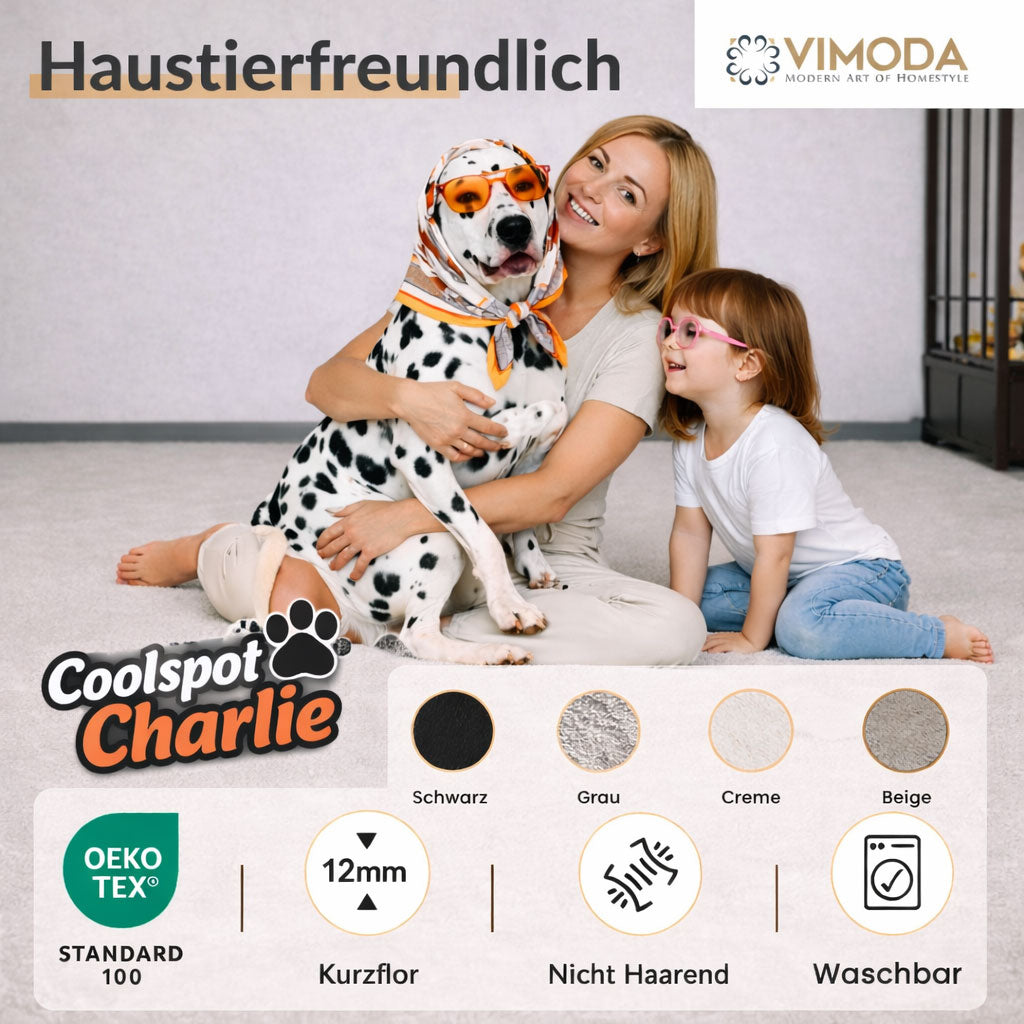 Carpet for living room/bedroom: Fluffy, short pile – washable and suitable for underfloor heating-14