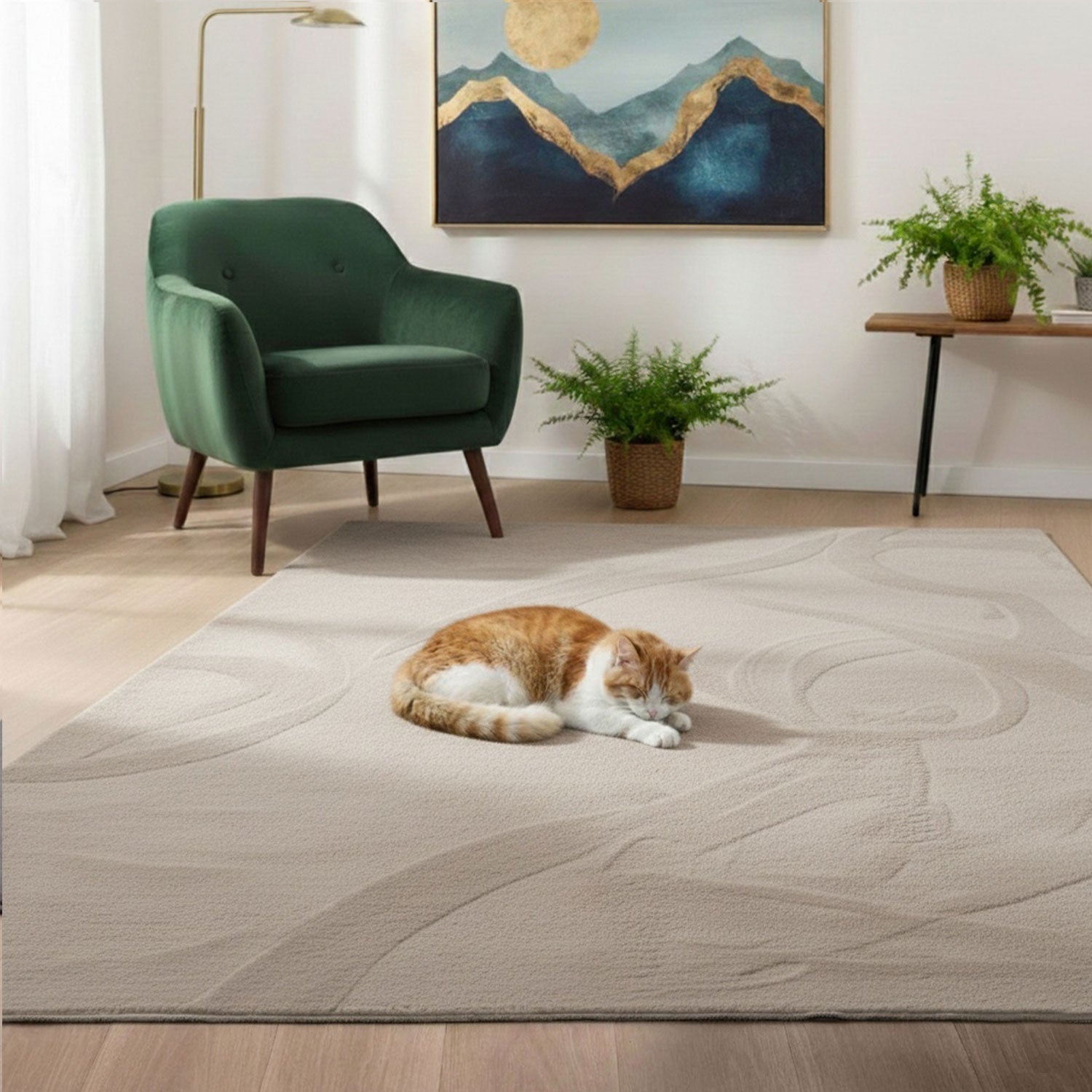 Carpet for living room/bedroom: Fluffy, short pile – washable and suitable for underfloor heating-26