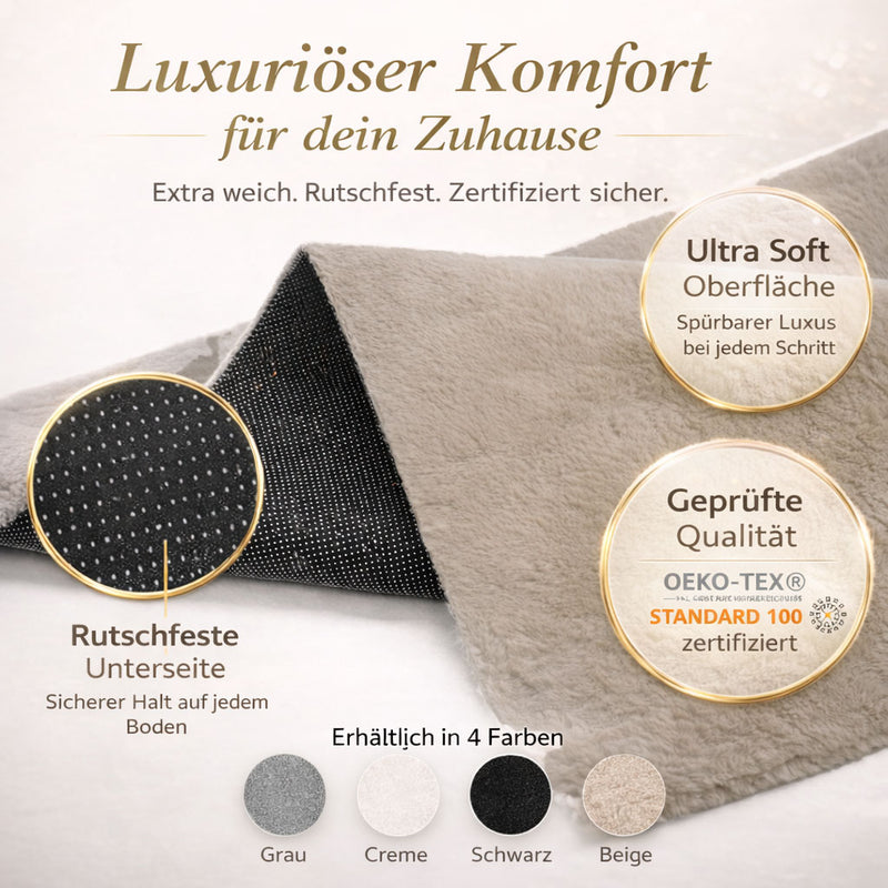 Carpet for living room/bedroom: Fluffy, short pile – washable and suitable for underfloor heating-zoom-