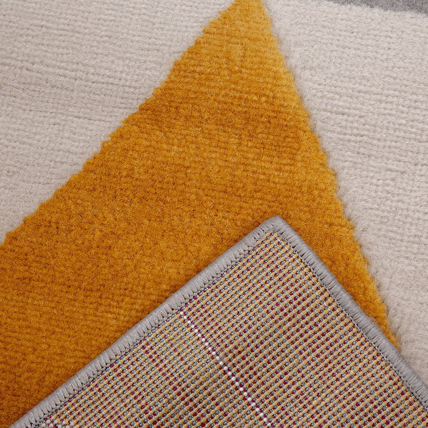 Carpet for living room, bedroom, hallway, triangle pattern, yellow