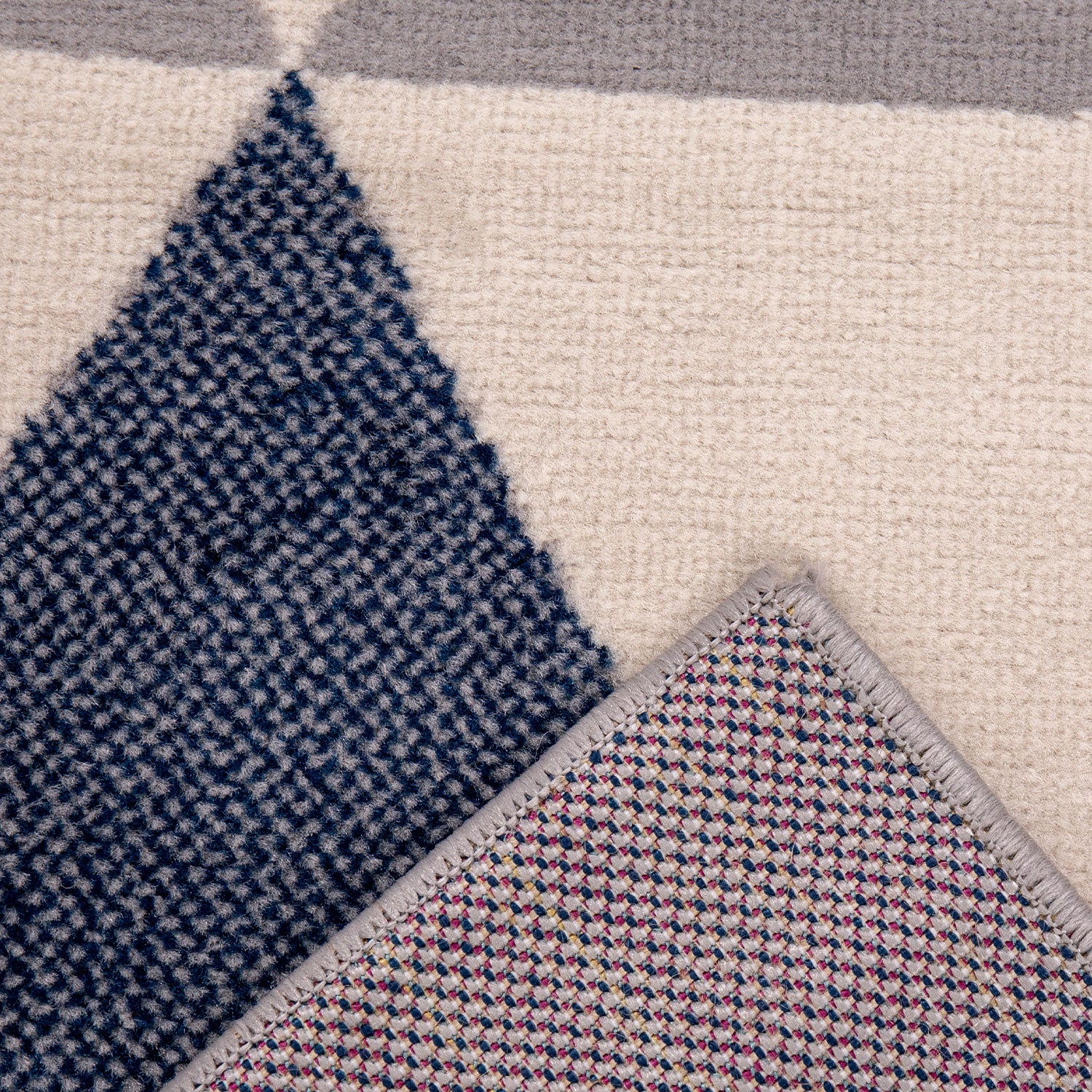 Teppich Wohnzimmer Schlafzimmer Flur Teppich Dreiecksmuster Blau-zoom-2
