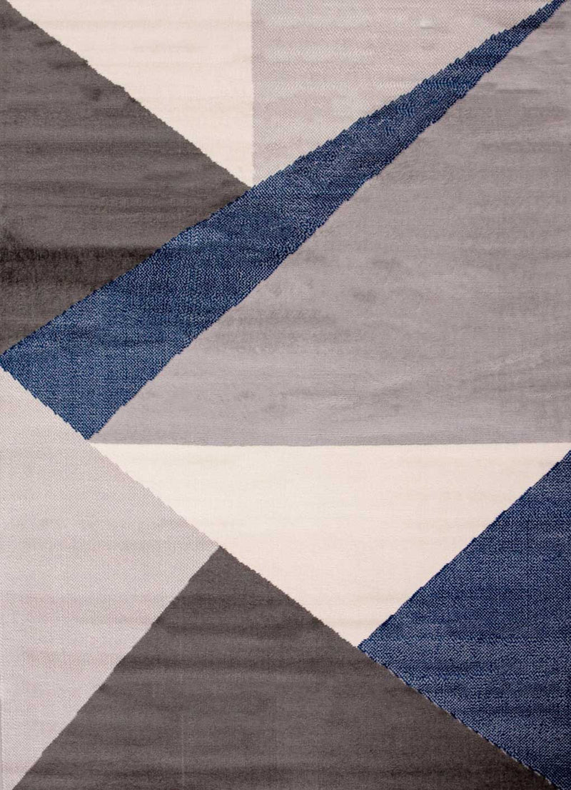 Teppich Wohnzimmer Schlafzimmer Flur Teppich Geometrisches Muster Blau-zoom-