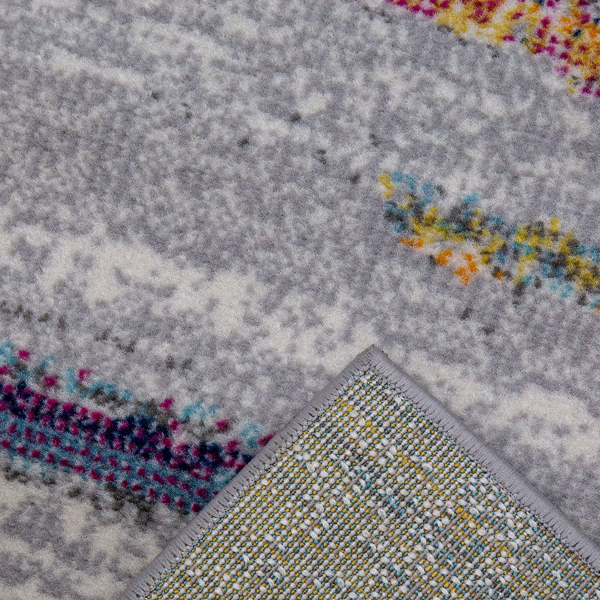 Teppich Wohnzimmer Schlafzimmer Flur Teppich Gestreift Muster in Grau & Gelb-6