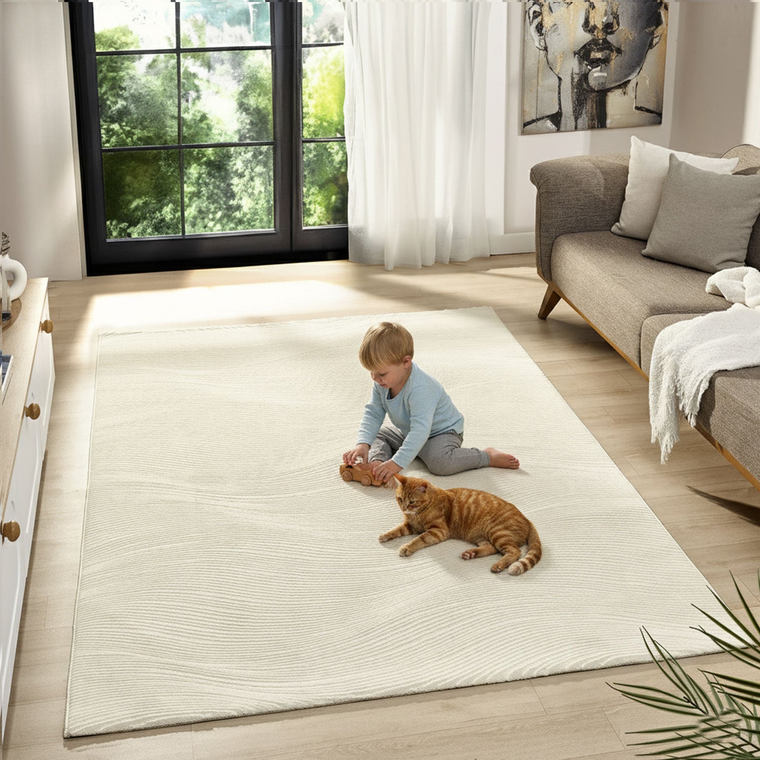 Carpet for living room/bedroom, geometric waves, modern design | High quality |