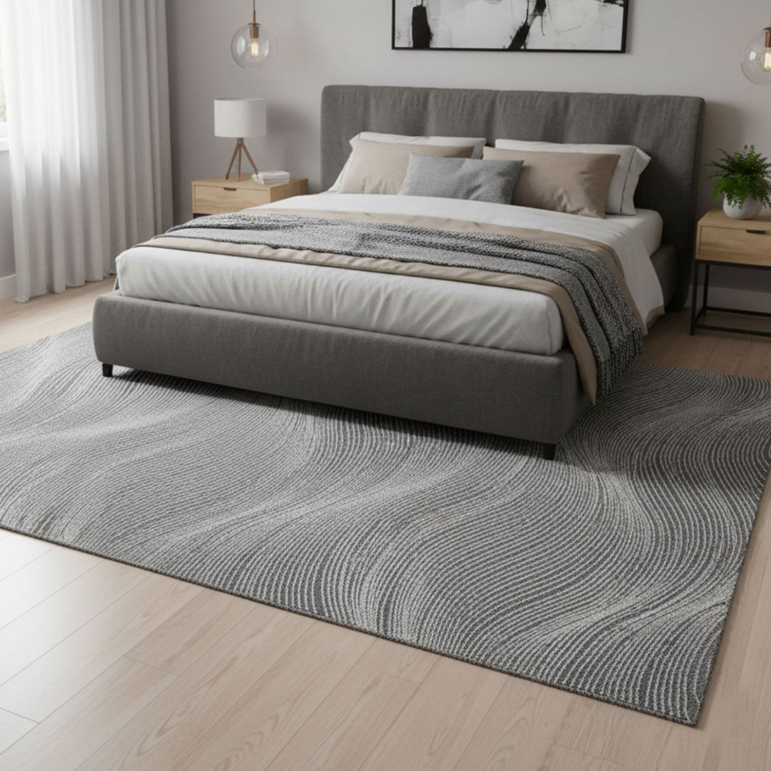 Carpet for living room/bedroom, geometric waves, modern design | High quality |-zoom-13