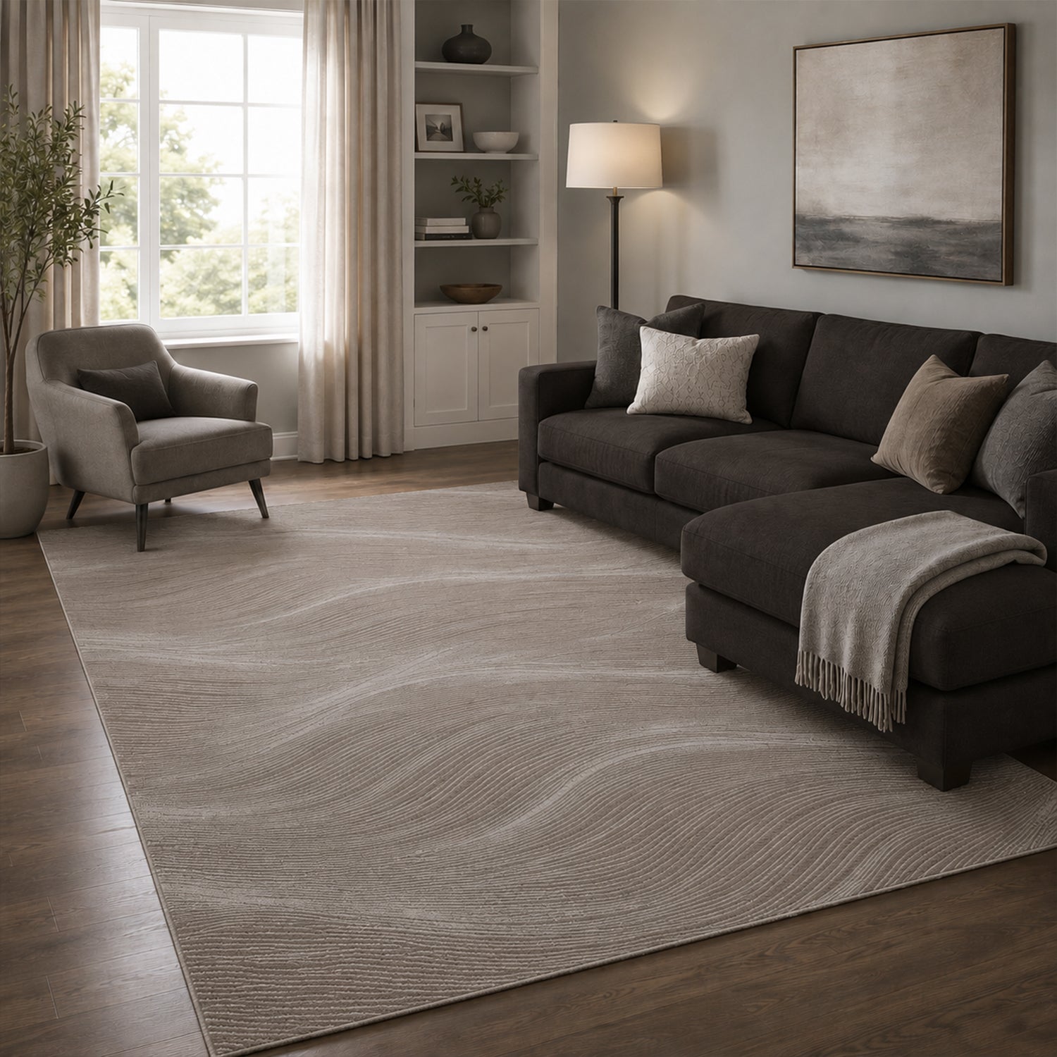 Carpet for living room/bedroom, geometric waves, modern design | High quality |-zoom-15